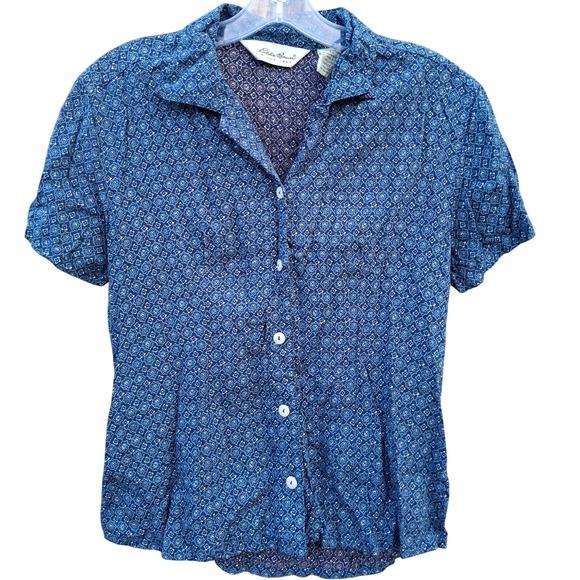 S Retro 90s Y2K Abstract Art Print Hawaiian Shirt Short Sleeve Button-down Navy - Picture 1 of 16